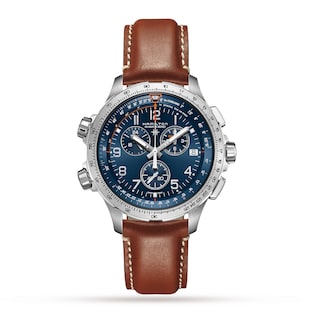 Hamilton Khaki Aviation X-Wind GMT Chrono Quartz 46mm Mens Watch Blue
