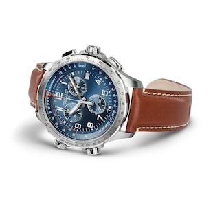 Hamilton Khaki Aviation X-Wind GMT Chrono Quartz 46mm Mens Watch Blue