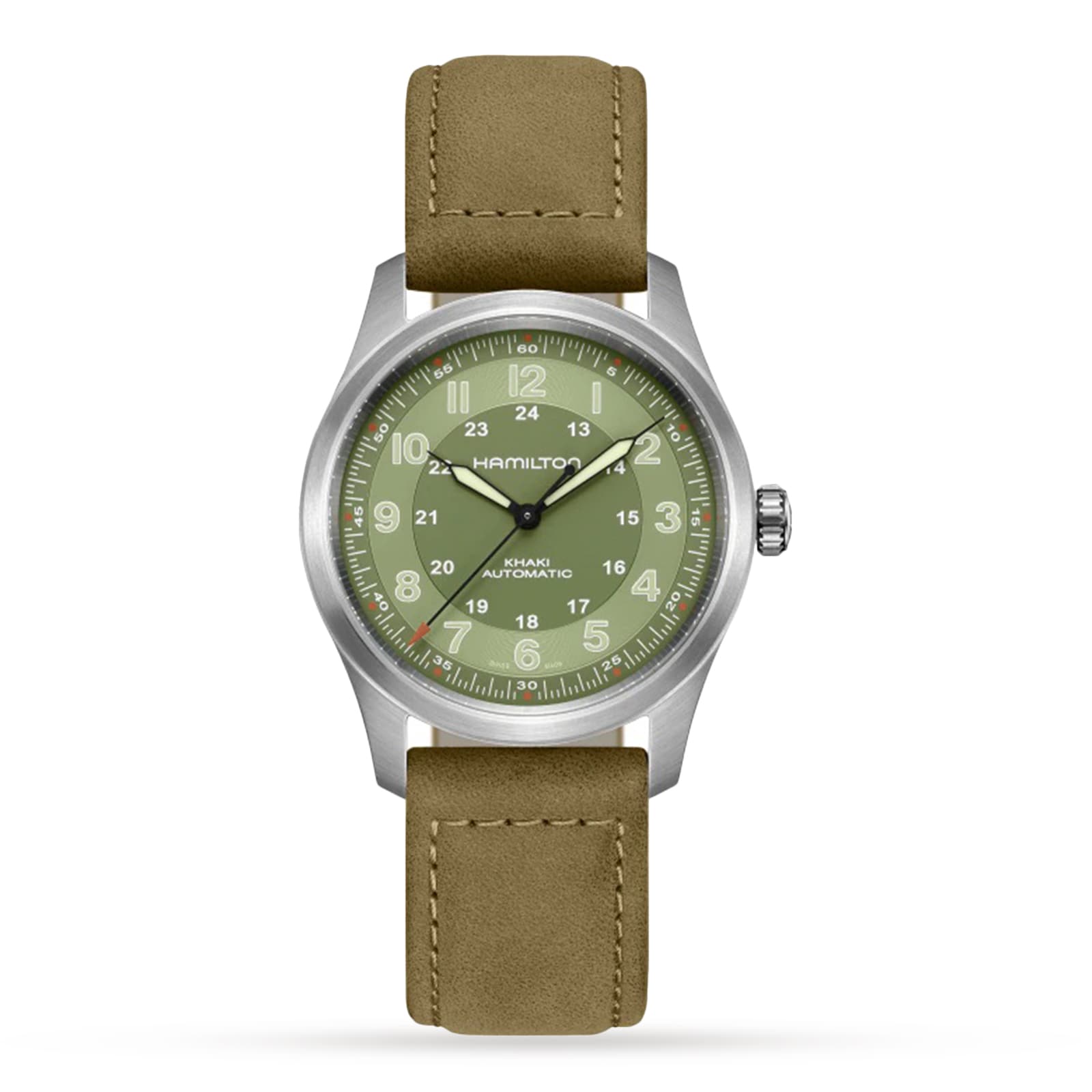 Hamilton Khaki Field Titanium Green dial Brown Strap 38mm