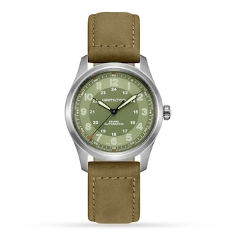 Hamilton Khaki Field Titanium Green dial Brown Strap 38mm