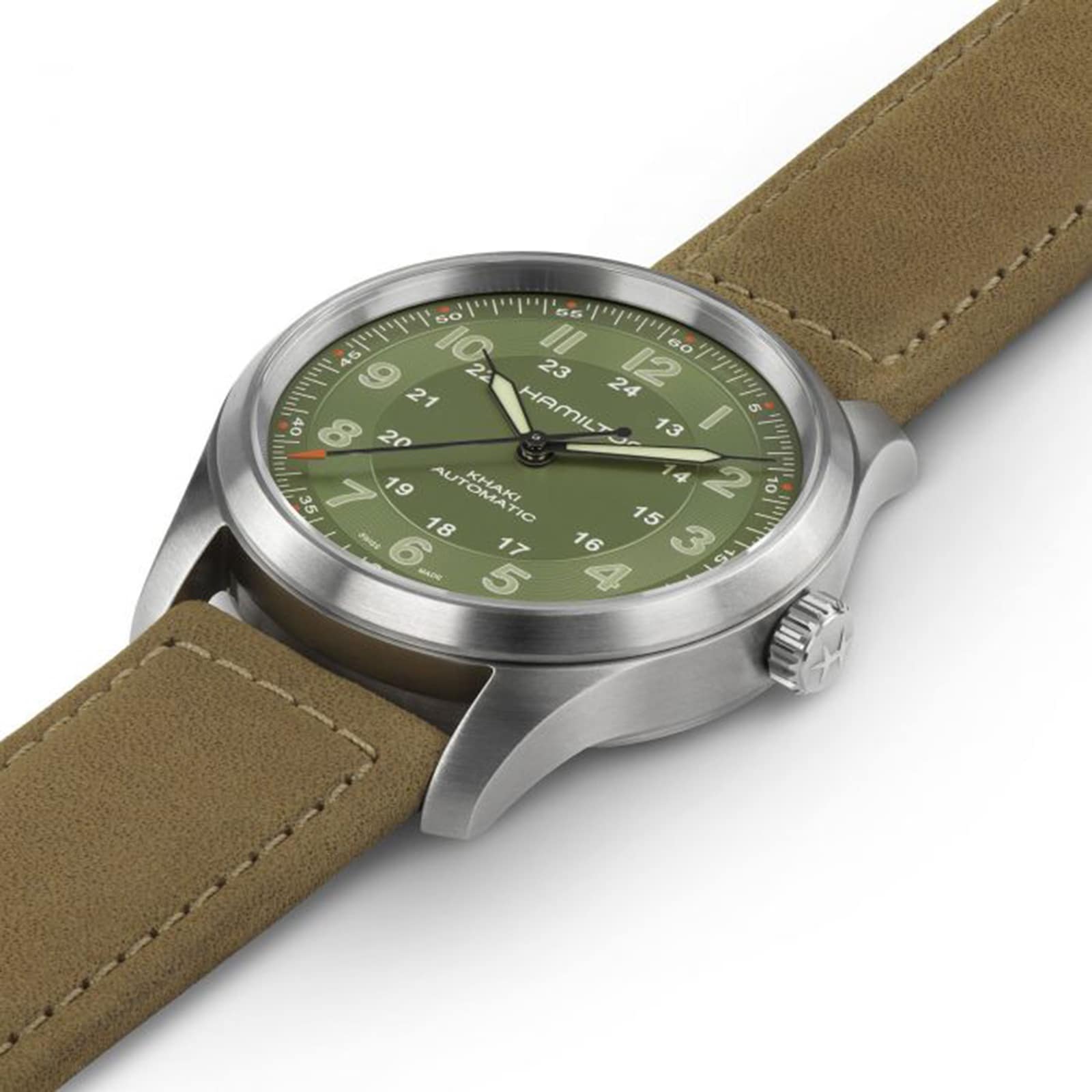 Khaki Field Titanium Green dial Brown Strap 38mm