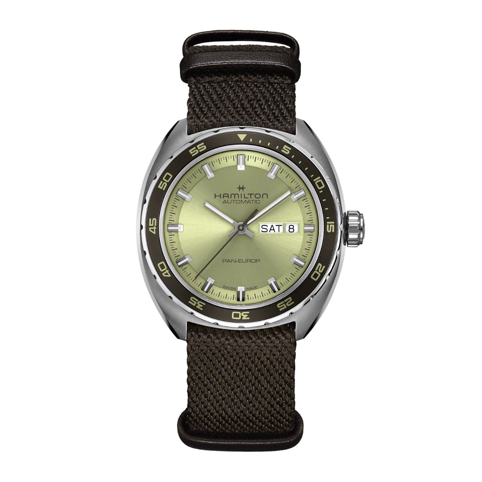 Hamilton American Classic Pan Europ Day Date Automatic 42mm Mens Watch Green