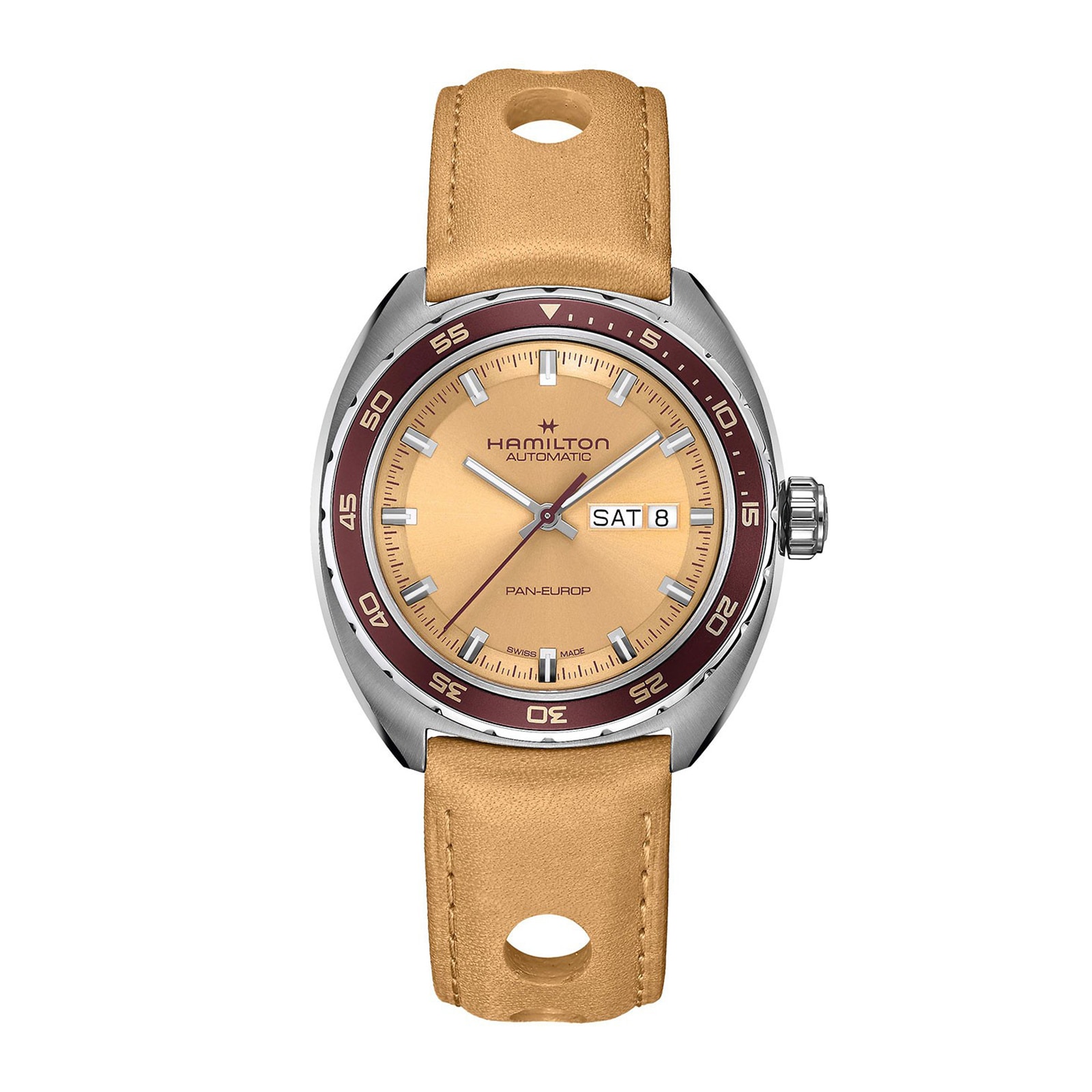 Hamilton American Classic Pan Europ Day Date Automatic 42mm Mens Watch Beige Hamilton American Classic Pan Europ Day Date Automatic 42mm Mens Watch Beige