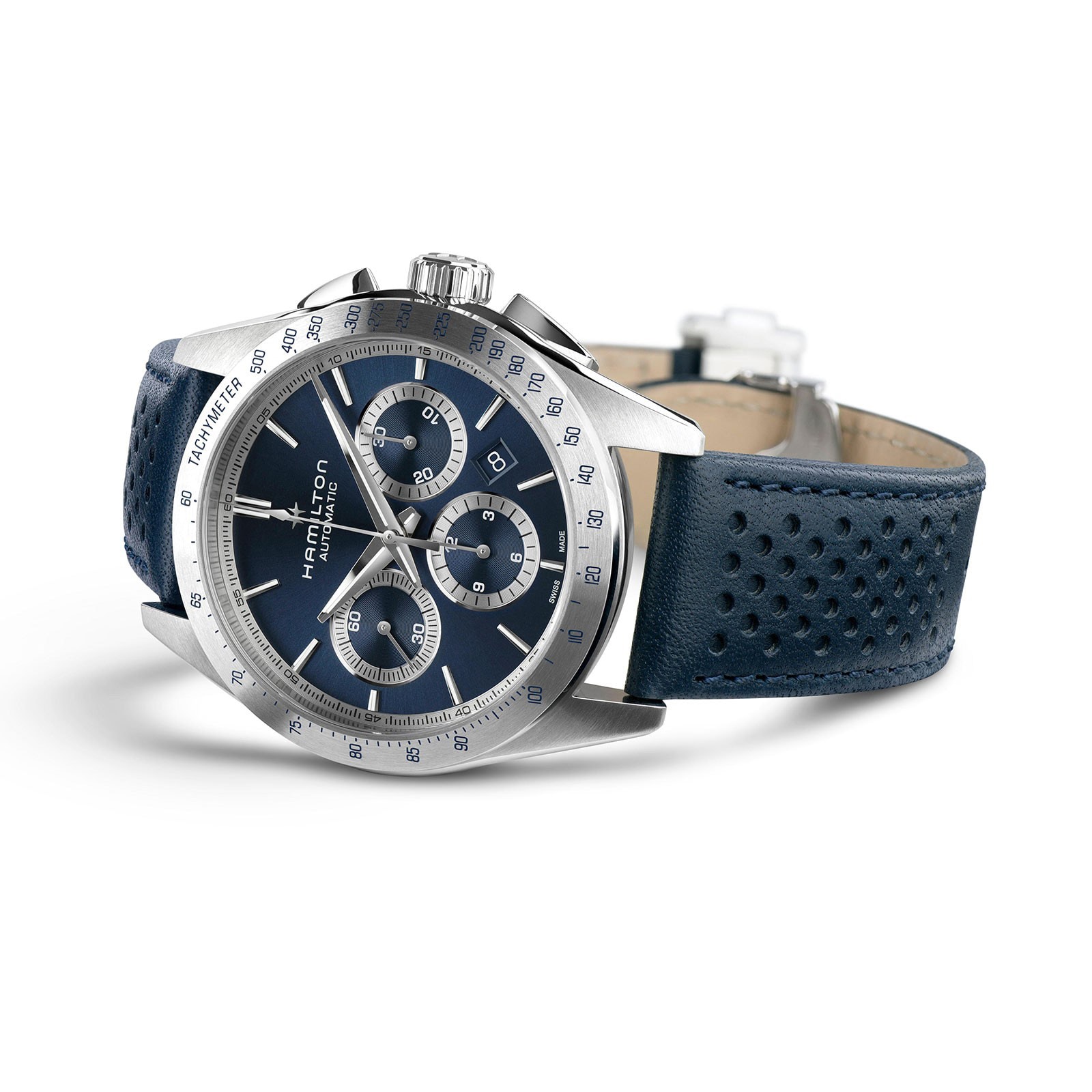 Hamilton Jazzmaster Performer Automatic Chronograph 42mm Mens Watch Blue