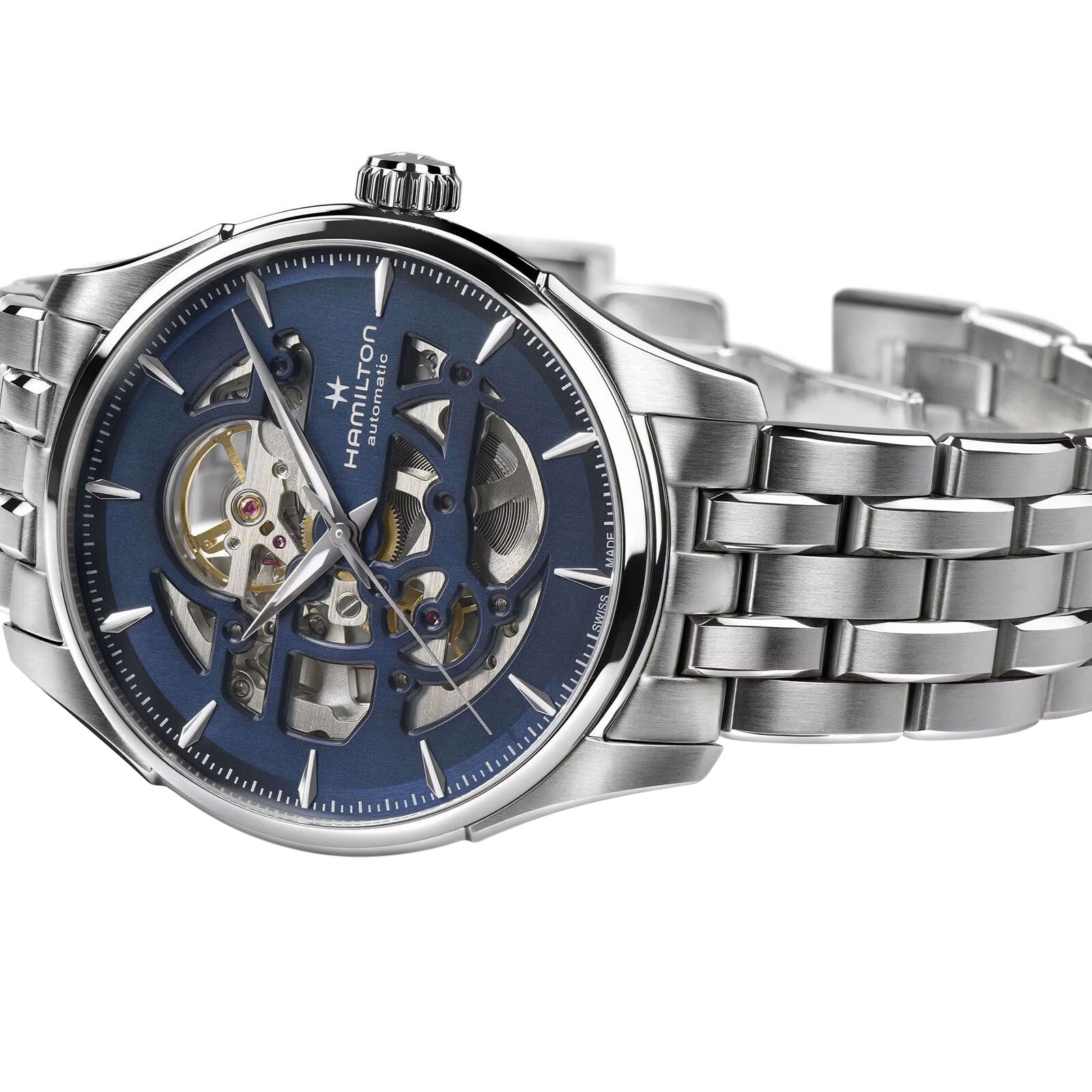 Hamilton Jazzmaster Skeleton Automatic 40mm Mens Watch Navy Hamilton Jazzmaster Skeleton Automatic 40mm Mens Watch Navy