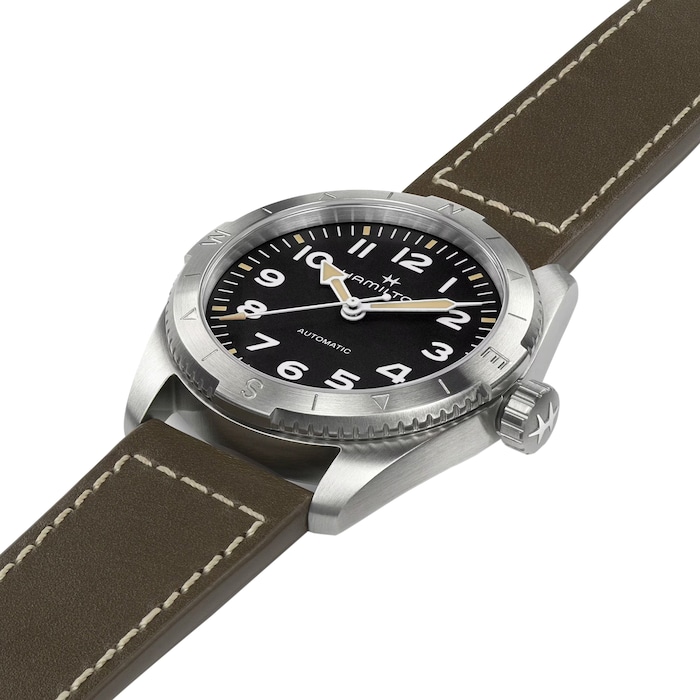 Hamilton Khaki Field Expedition Automatic 37mm Mens Watch Black Leather
