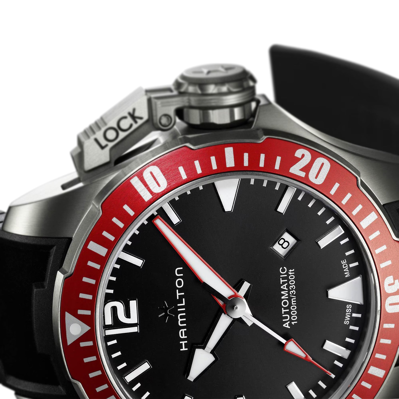 Hamilton Khaki Navy Frogman Titanium Auto 46mm Mens Watch Black Hamilton Khaki Navy Frogman Titanium Auto 46mm Mens Watch Black