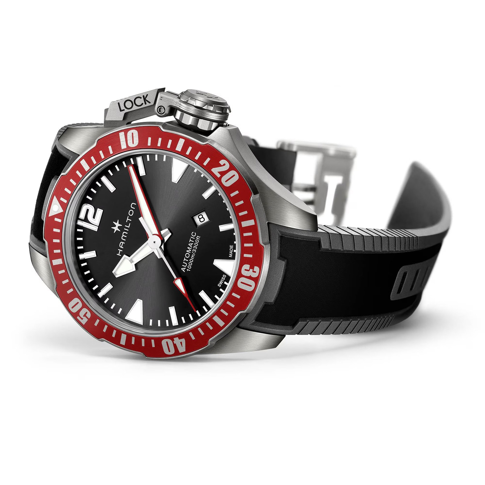Hamilton Khaki Navy Frogman Titanium Auto 46mm Mens Watch Black Hamilton Khaki Navy Frogman Titanium Auto 46mm Mens Watch Black
