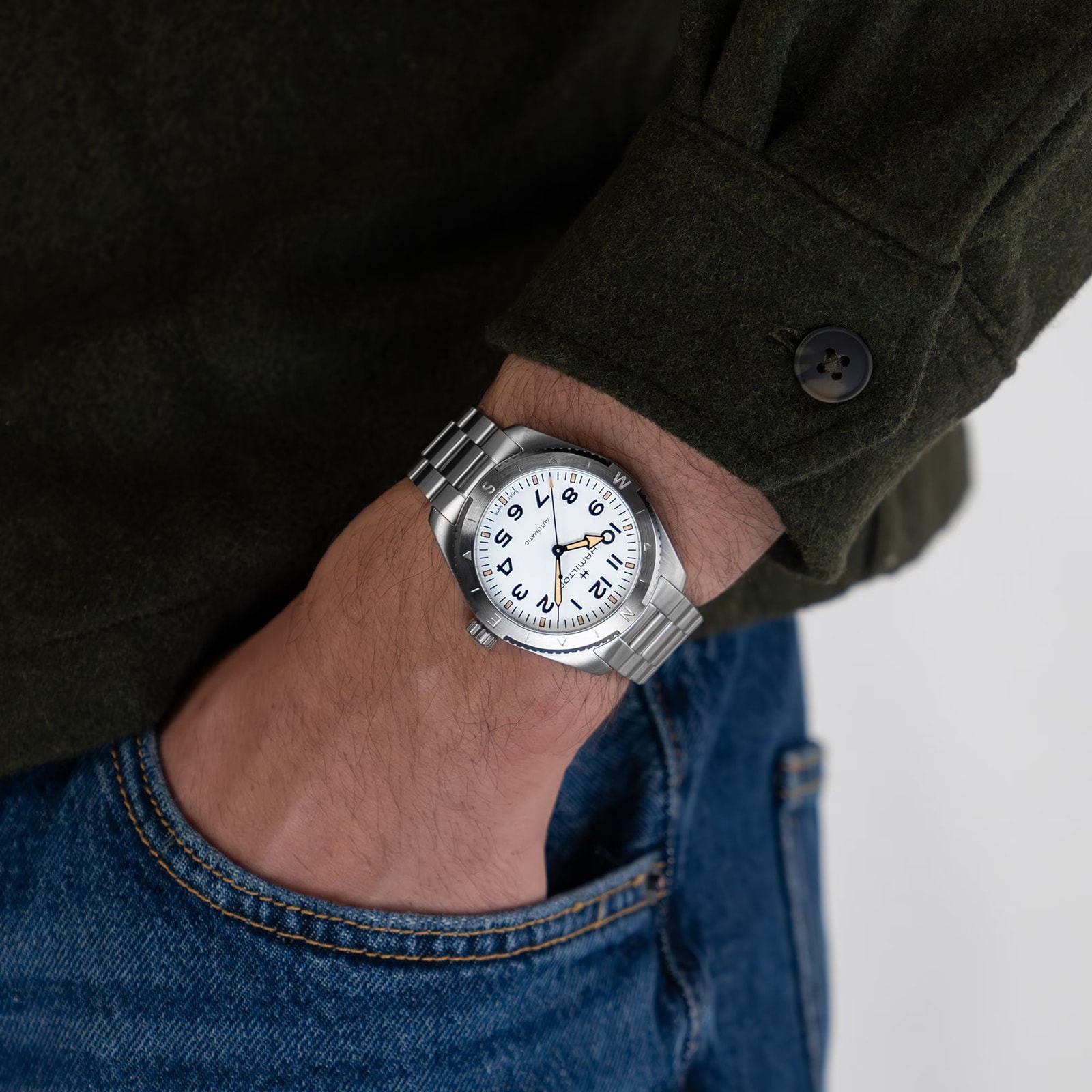 Hamilton Khaki Field Expedition Auto 41mm Mens Watch White Dial Stainless Steel Hamilton Khaki Field Expedition Auto 41mm Mens Watch White Dial Stainless Steel