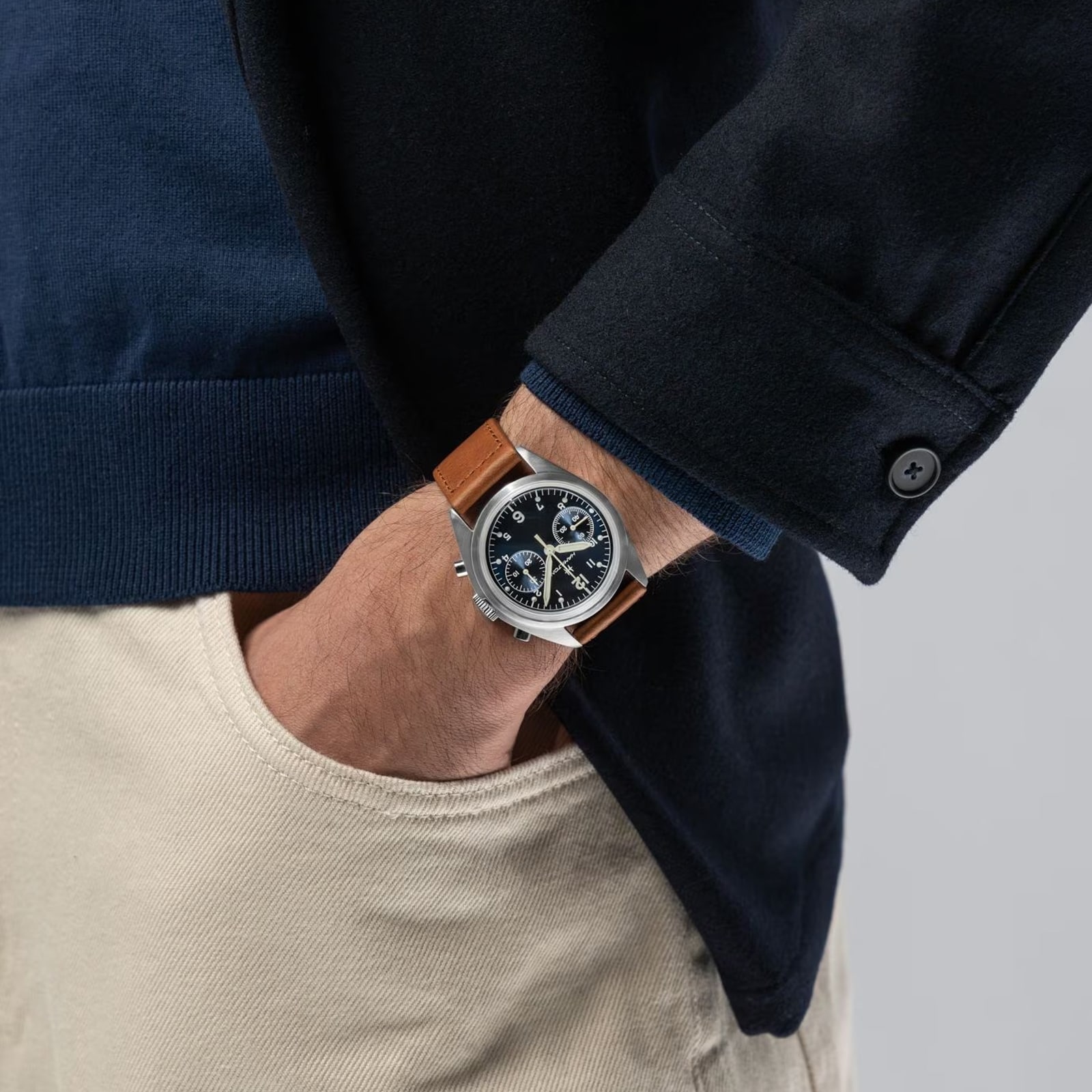 Hamilton Khaki Aviation Pilot Pioneer Mechanical Chrono 40mm Unisex Watch