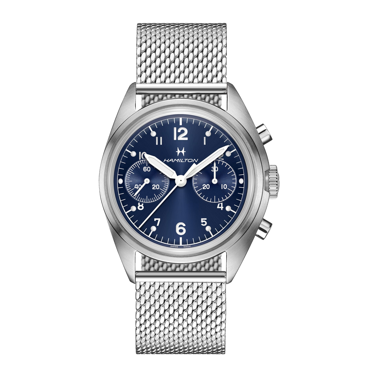 Hamilton Khaki Aviation Pilot Pioneer Mechanical Chrono 40mm Unisex Watch Stainless Steel