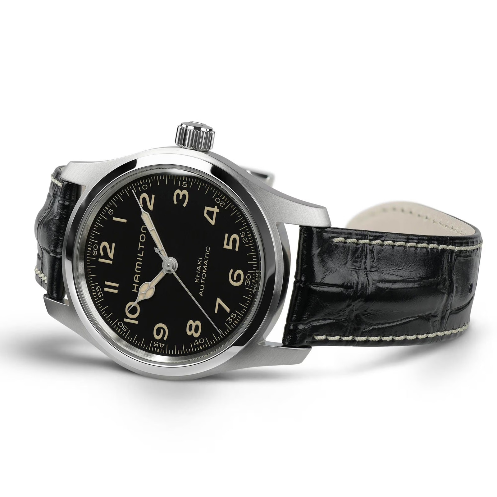 Hamilton Khaki Field Murph Automatic 42mm Unisex Watch Black Leather Strap and Bracelet Box Set Hamilton Khaki Field Murph Automatic 42mm Unisex Watch Black Leather Strap and Bracelet Box Set
