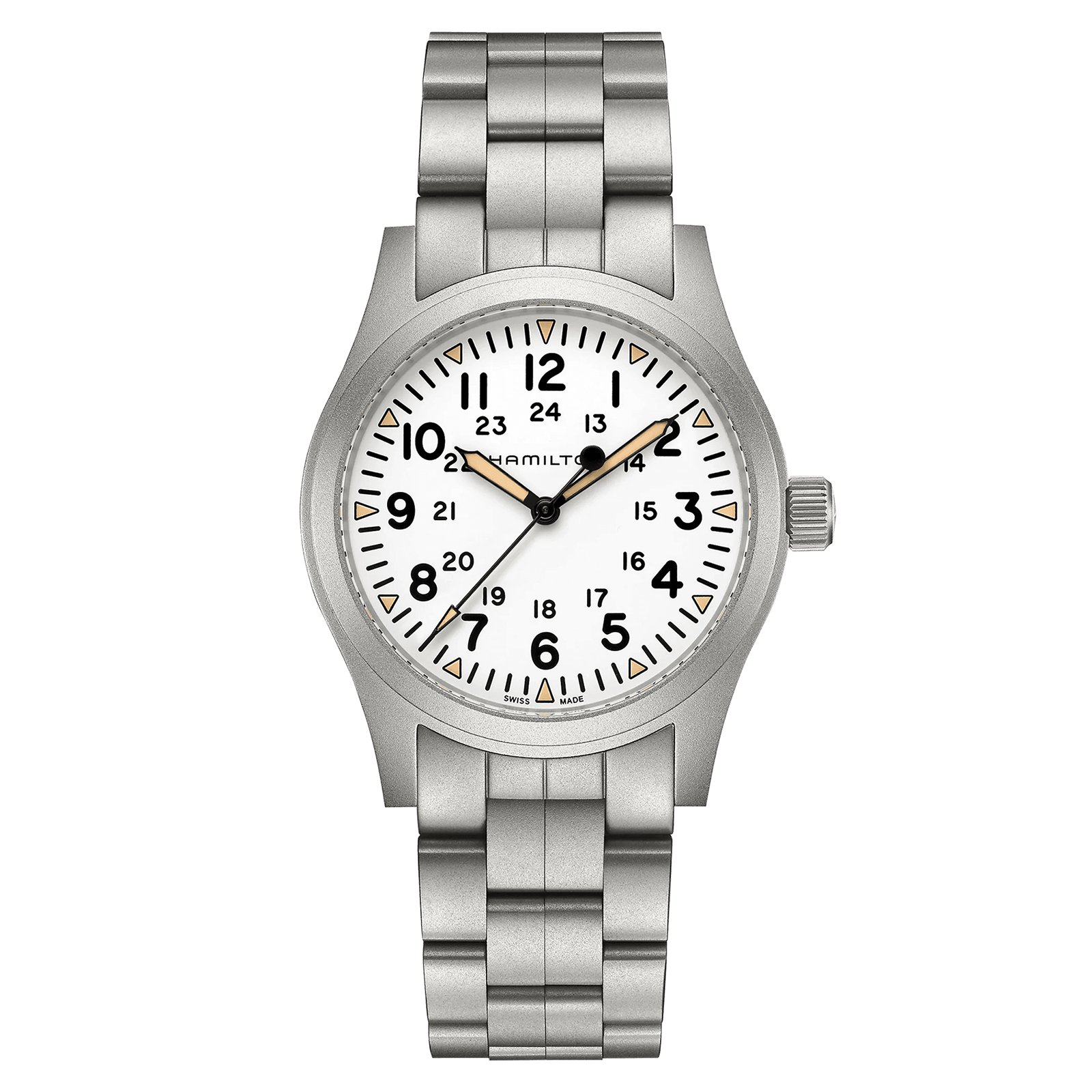 Hamilton Khaki Field Mechanical 42mm Mens Watch White Hamilton Khaki Field Mechanical 42mm Mens Watch White
