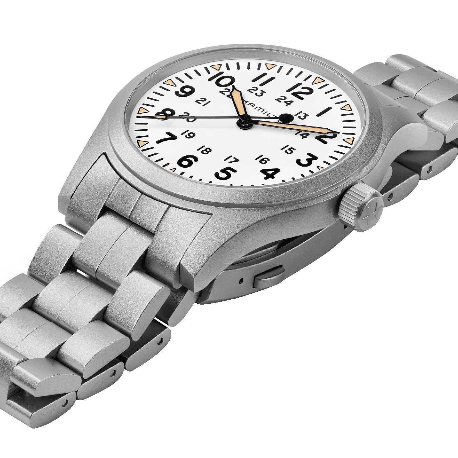 Hamilton Khaki Field Mechanical 42mm Mens Watch White Hamilton Khaki Field Mechanical 42mm Mens Watch White