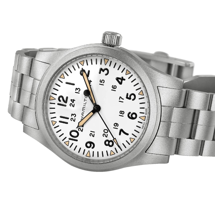 Hamilton Khaki Field Mechanical 42mm Mens Watch White