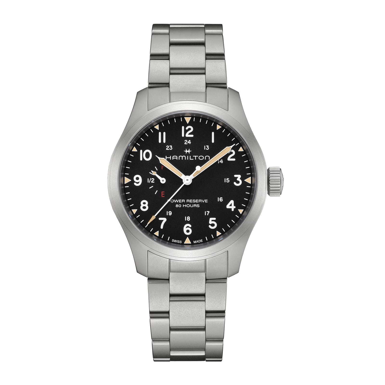Hamilton Khaki Field Mechanical Power Reserve 40mm Mens Watch Black Hamilton Khaki Field Mechanical Power Reserve 40mm Mens Watch Black