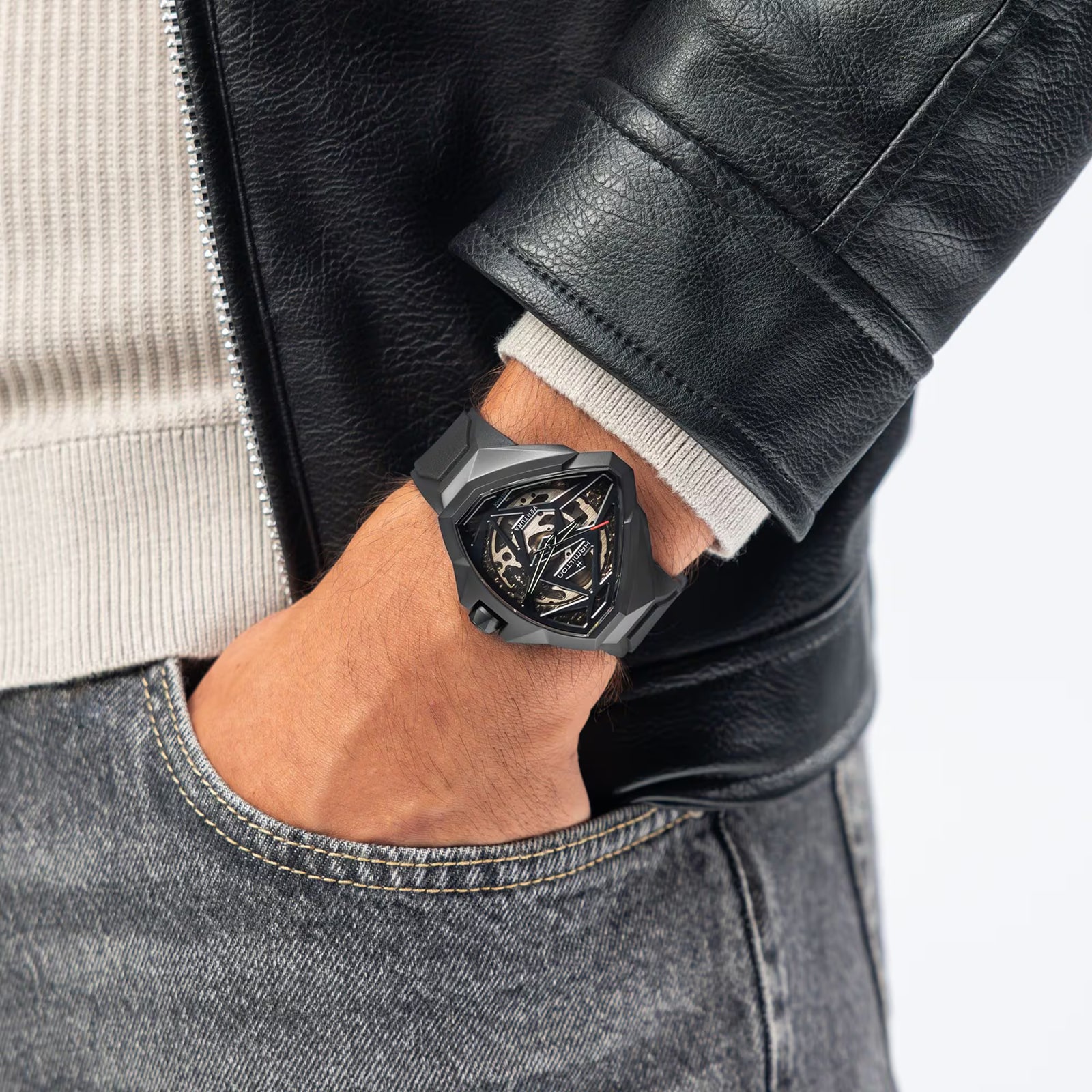 Hamilton Ventura Edge Skeleton 51mm x 47mm Mens Watch Black Hamilton Ventura Edge Skeleton 51mm x 47mm Mens Watch Black