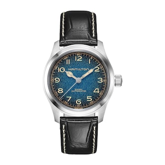 Hamilton Khaki Field Murph Automatic 38mm Mens Watch Blue Dial Alligator