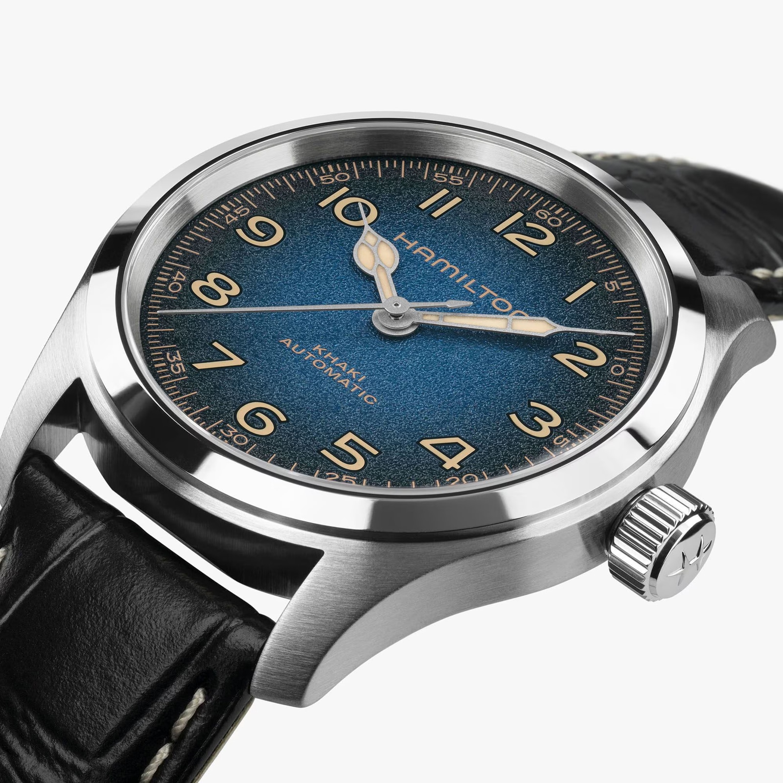 Hamilton Khaki Field Murph Automatic 38mm Mens Watch Blue Dial Alligator