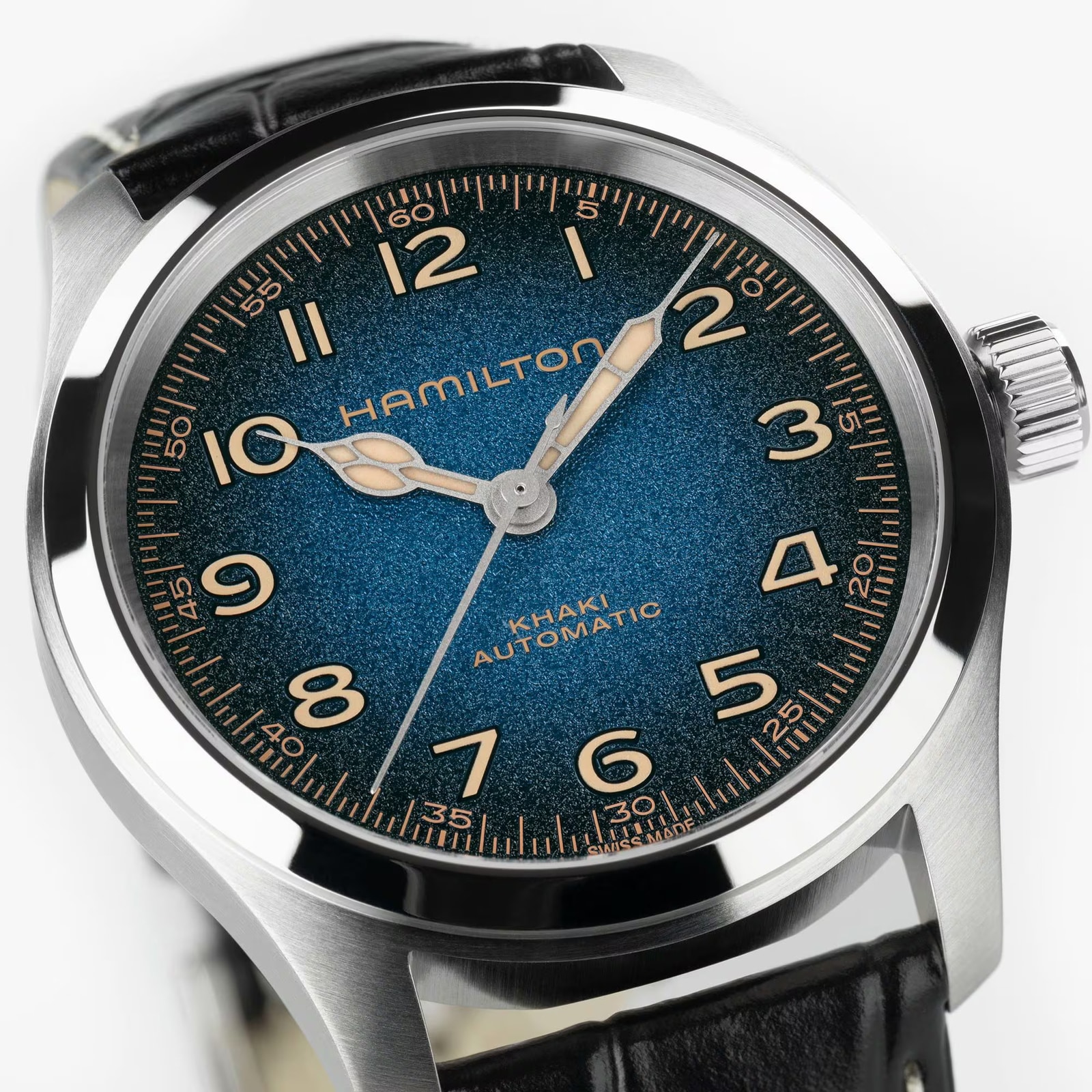 Hamilton Khaki Field Murph Automatic 38mm Mens Watch Blue Dial Alligator