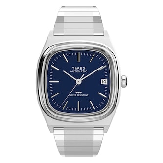 Timex E Line Automatic 1983 34mm Mens Watch Blue