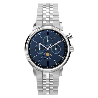 Timex Marlin Moon Phase 40mm Mens Watch Blue
