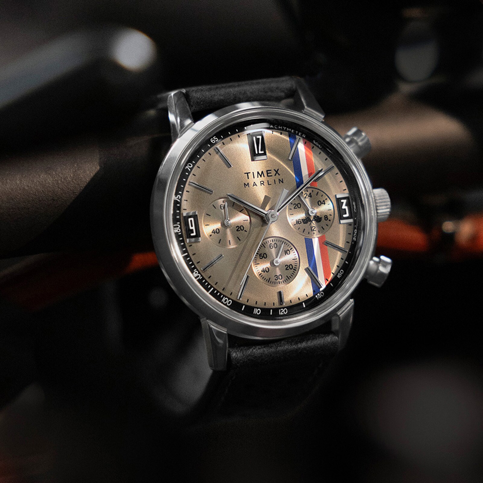 Timex Marlin Chronograph Tachymeter 40mm Mens Watch Champagne