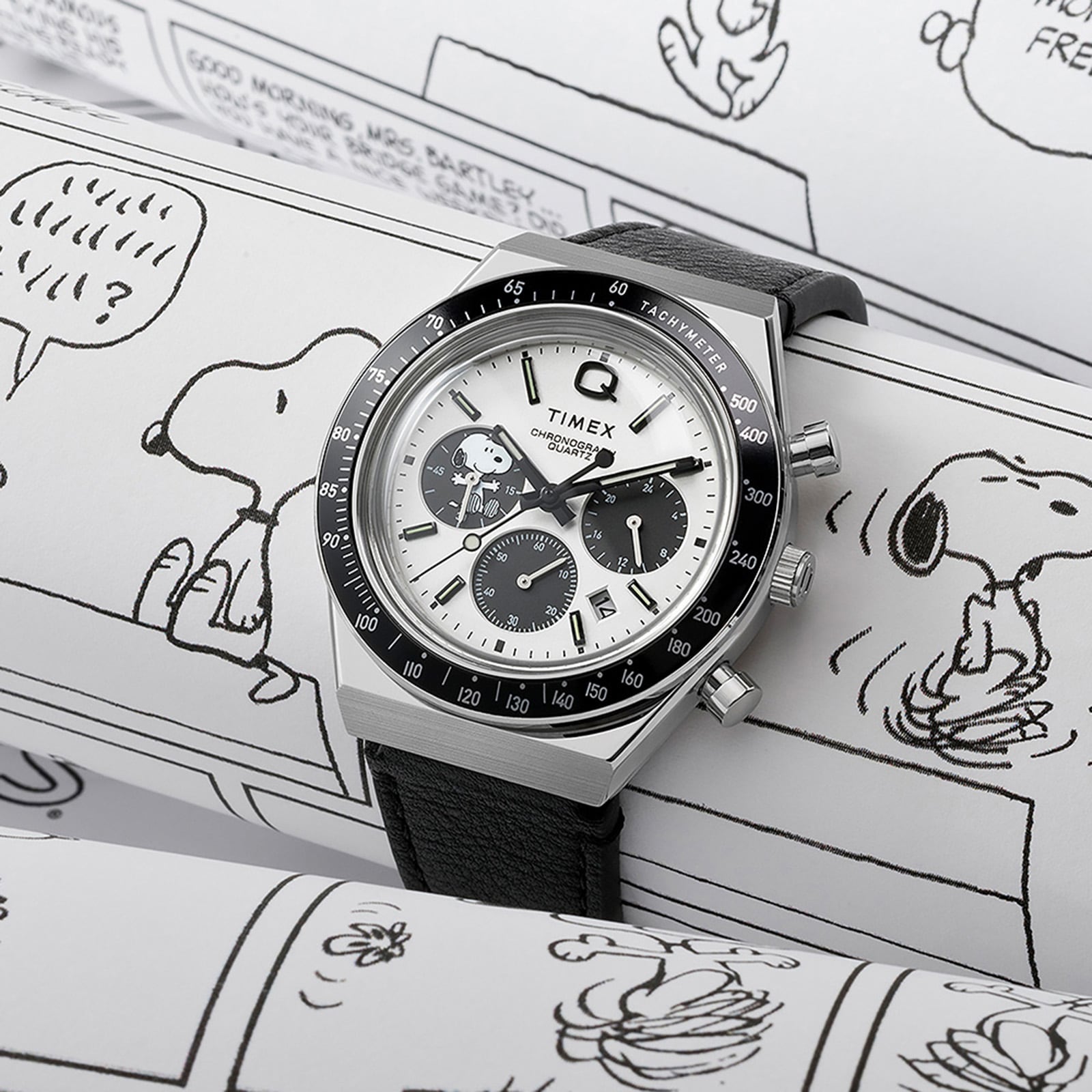 Timex Q Timex Chronograph x Peanuts Snoopy 40mm Mens Watch White Timex Q Timex Chronograph x Peanuts Snoopy 40mm Mens Watch White