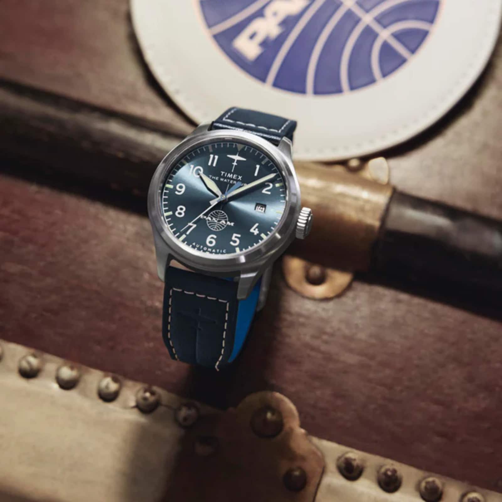Timex Timex x Pan Am Waterbury Automatic Ace 41mm Mens Watch Blue
