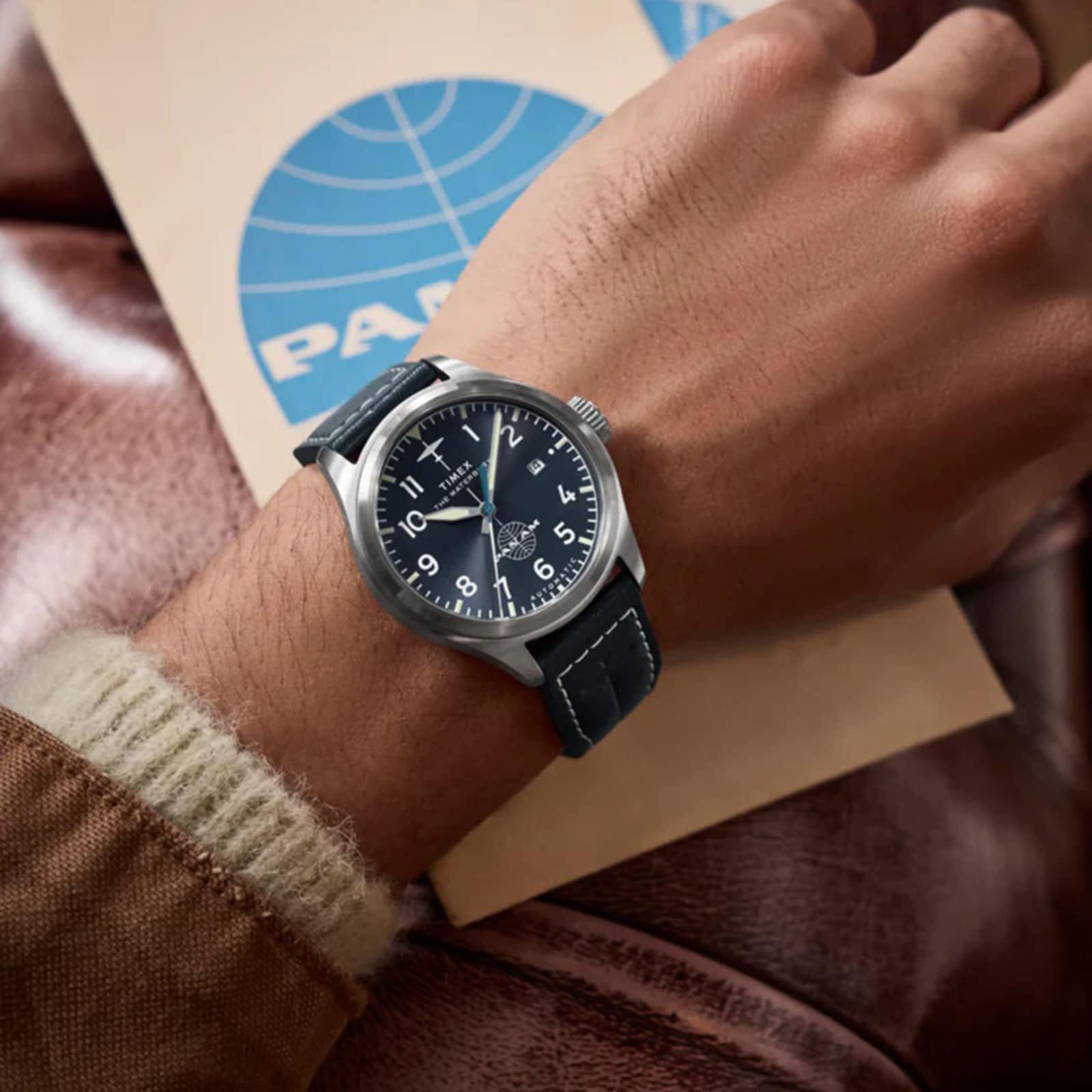 Timex Timex x Pan Am Waterbury Automatic Ace 41mm Mens Watch Blue