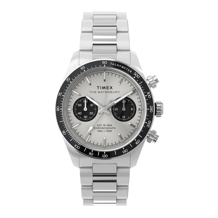 Timex Waterbury Heritage Chronograph 39mm Mens Watch Silver
