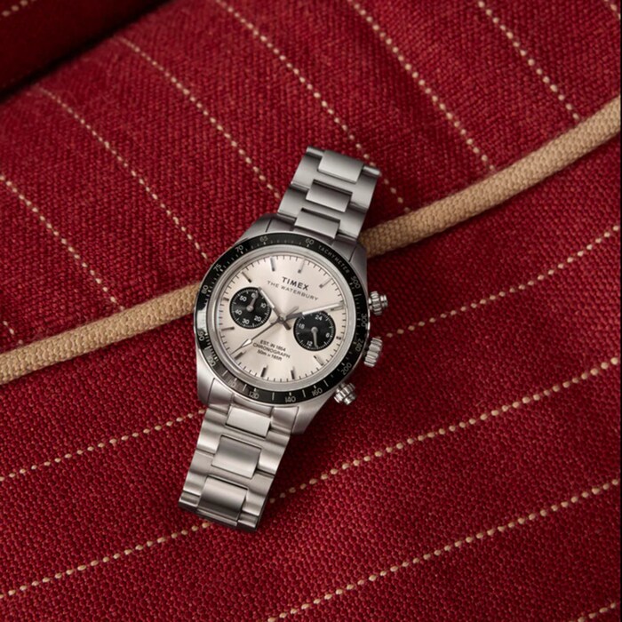Timex Waterbury Heritage Chronograph 39mm Mens Watch Silver