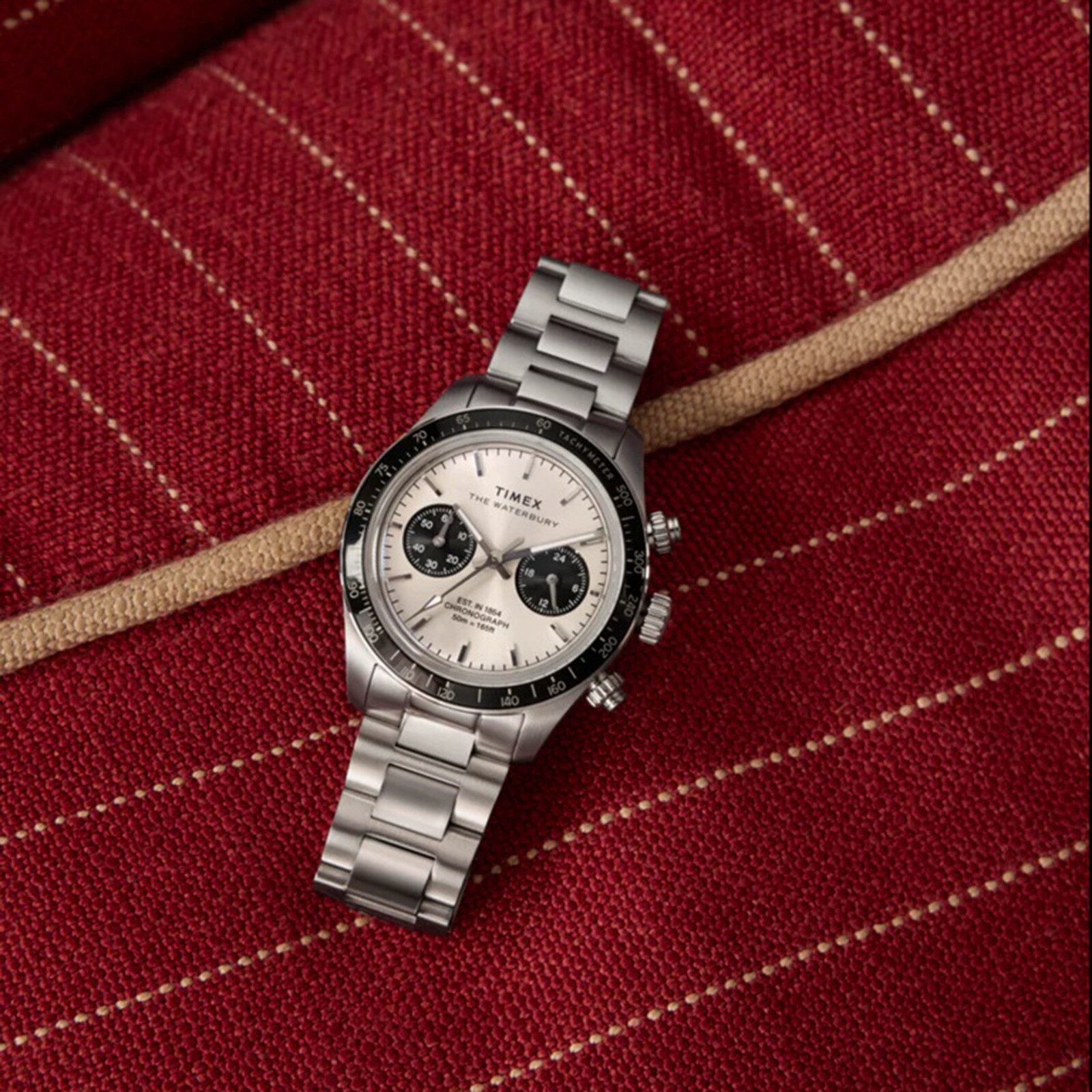 Timex Waterbury Heritage Chronograph 39mm Mens Watch Silver