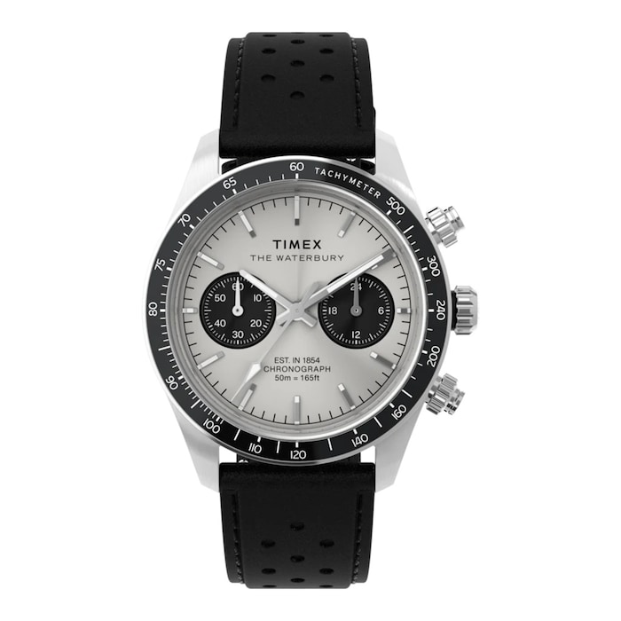 Timex Waterbury Heritage Chronograph 39mm Mens Watch Silver