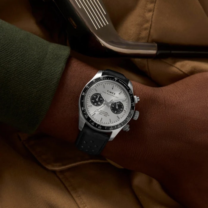 Timex Waterbury Heritage Chronograph 39mm Mens Watch Silver