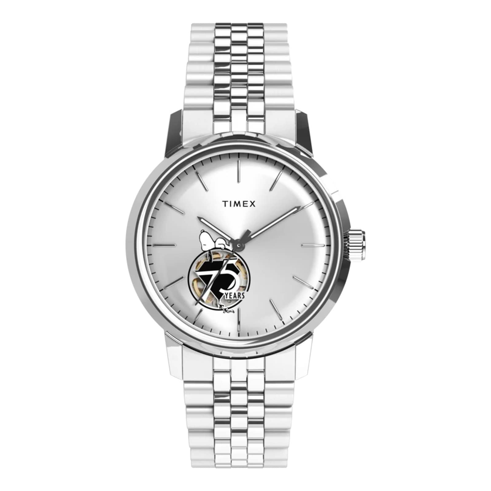 Timex Timex x Peanuts Marlin Automatic 75th Anniversary 40mm Mens Watch Silver