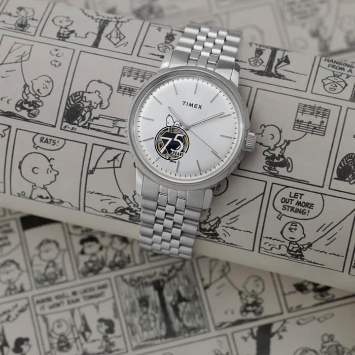 Timex Timex x Peanuts Marlin Automatic 75th Anniversary 40mm Mens Watch Silver