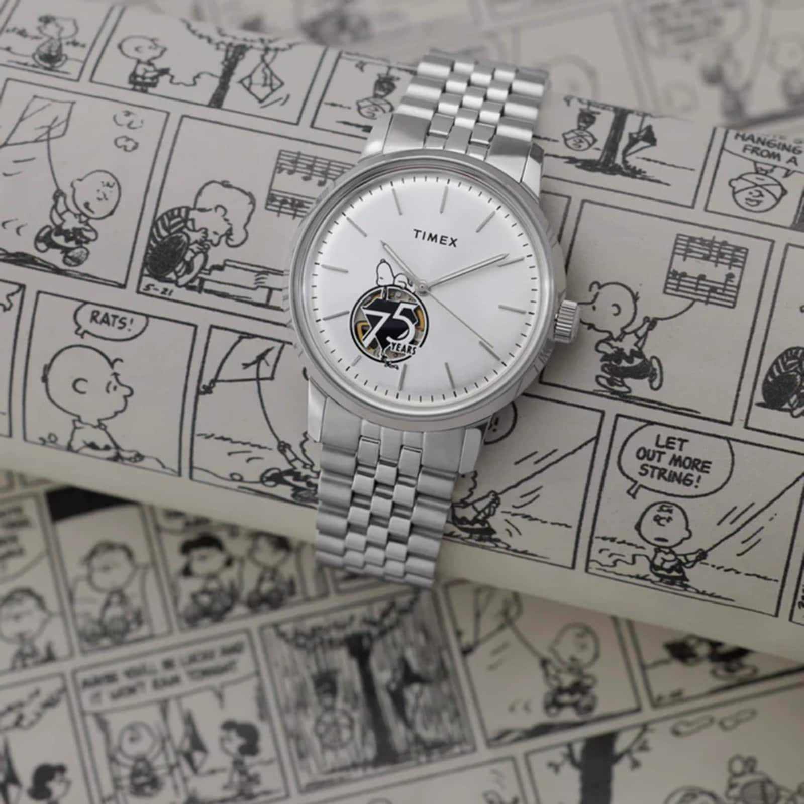 Timex Timex x Peanuts Marlin Automatic 75th Anniversary 40mm Mens Watch Silver