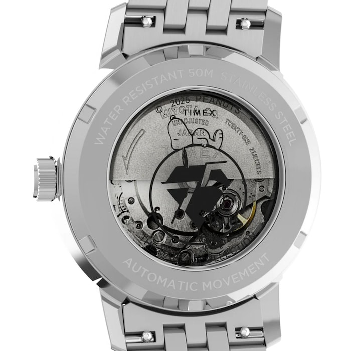 Timex Timex x Peanuts Marlin Automatic 75th Anniversary 40mm Mens Watch Silver