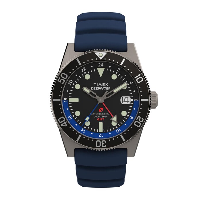 Timex Deepwater Reef 200 GMT 41mm Blue Rubber Strap