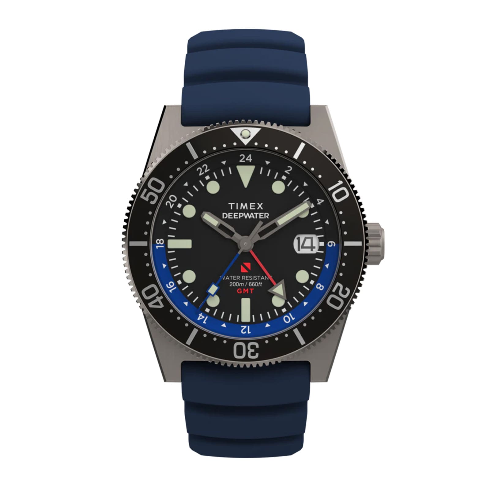 Timex Deepwater Reef 200 GMT 41mm Blue Rubber Strap