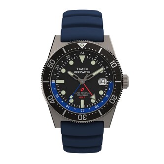 Timex Deepwater Reef 200 GMT 41mm Blue Rubber Strap