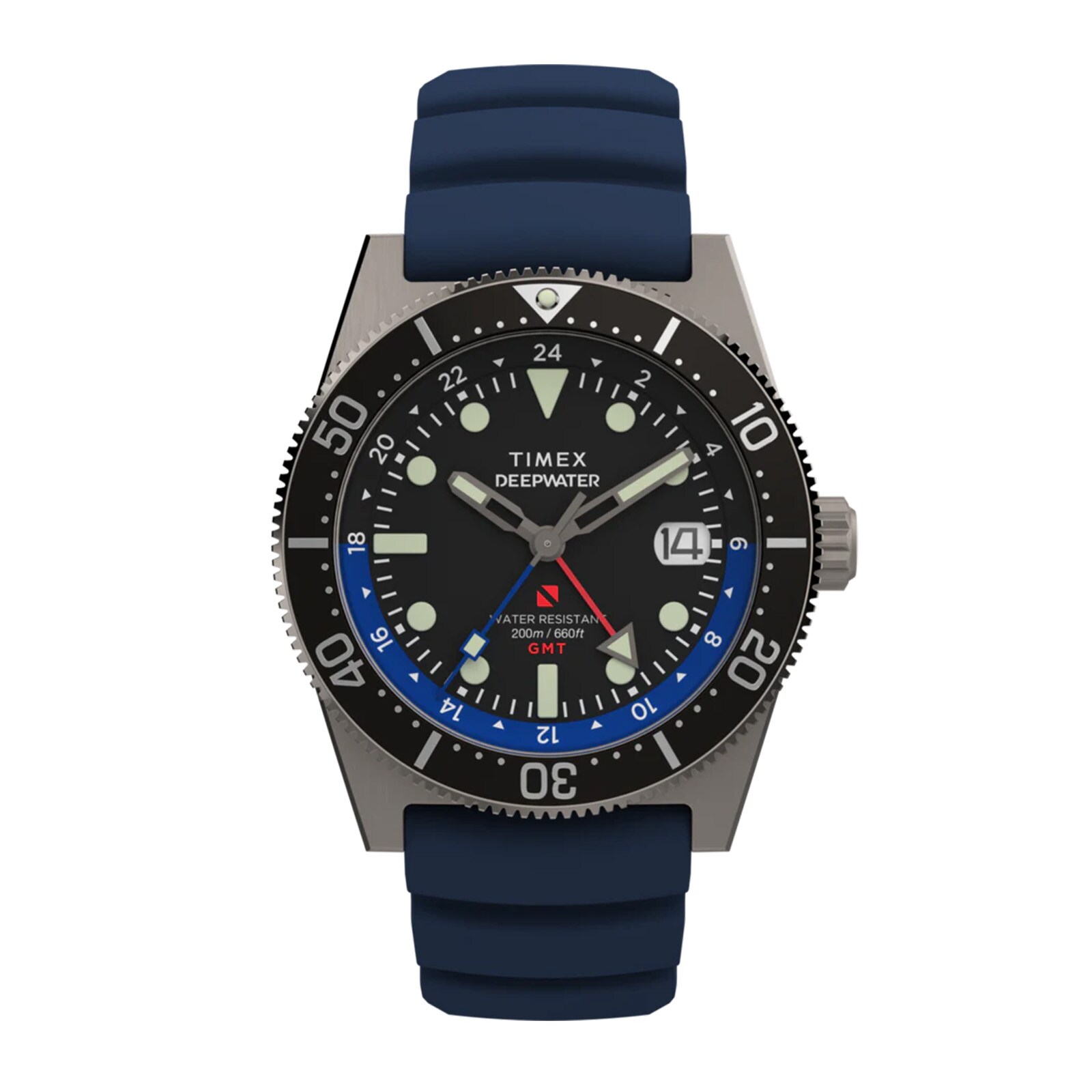 Timex Deepwater Reef 200 GMT 41mm Blue Rubber Strap