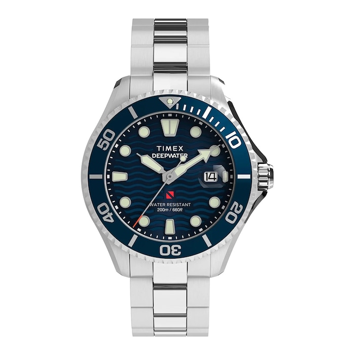 Timex Deepwater 200m 44mm Mens Watch Blue