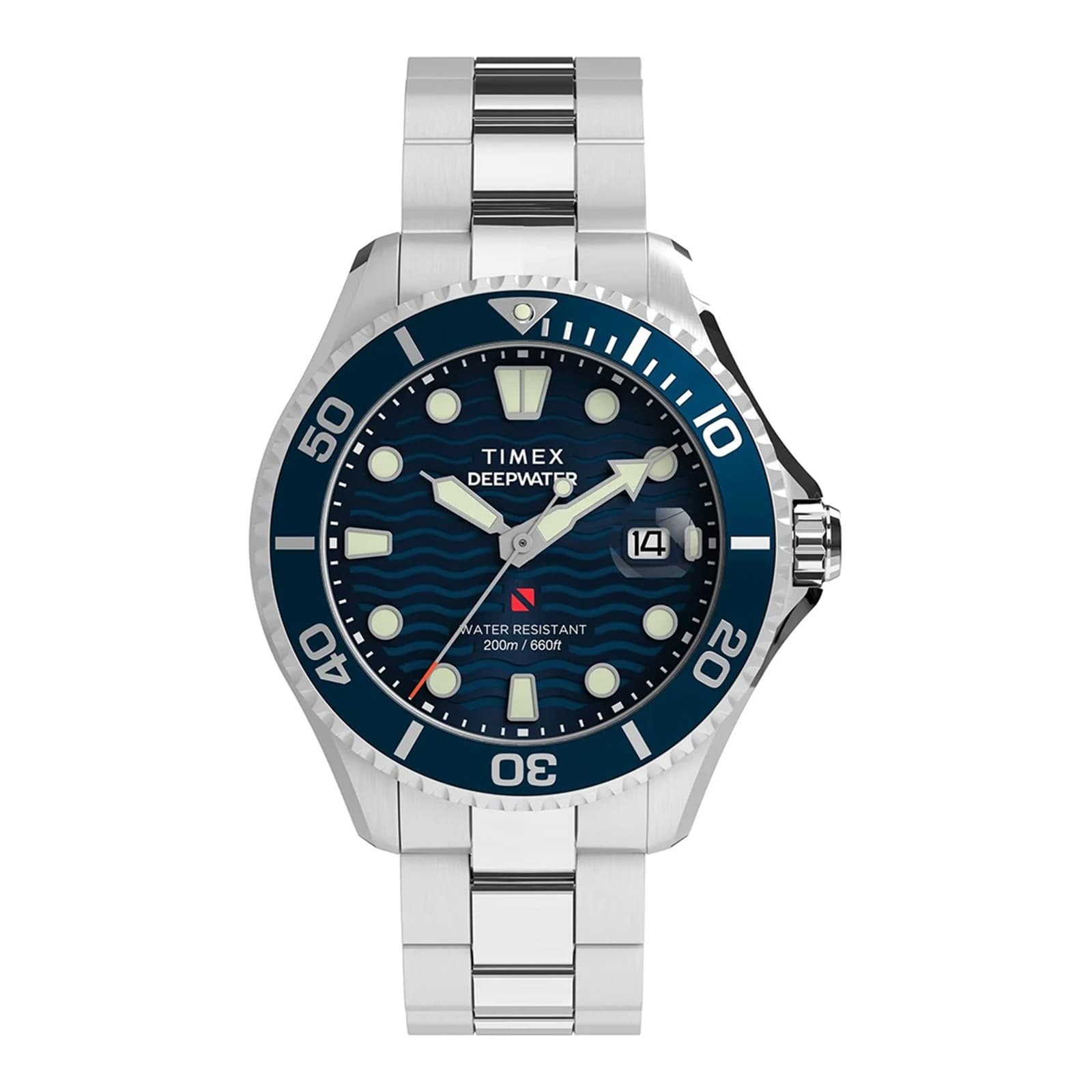 Timex Deepwater 200m 44mm Mens Watch Blue