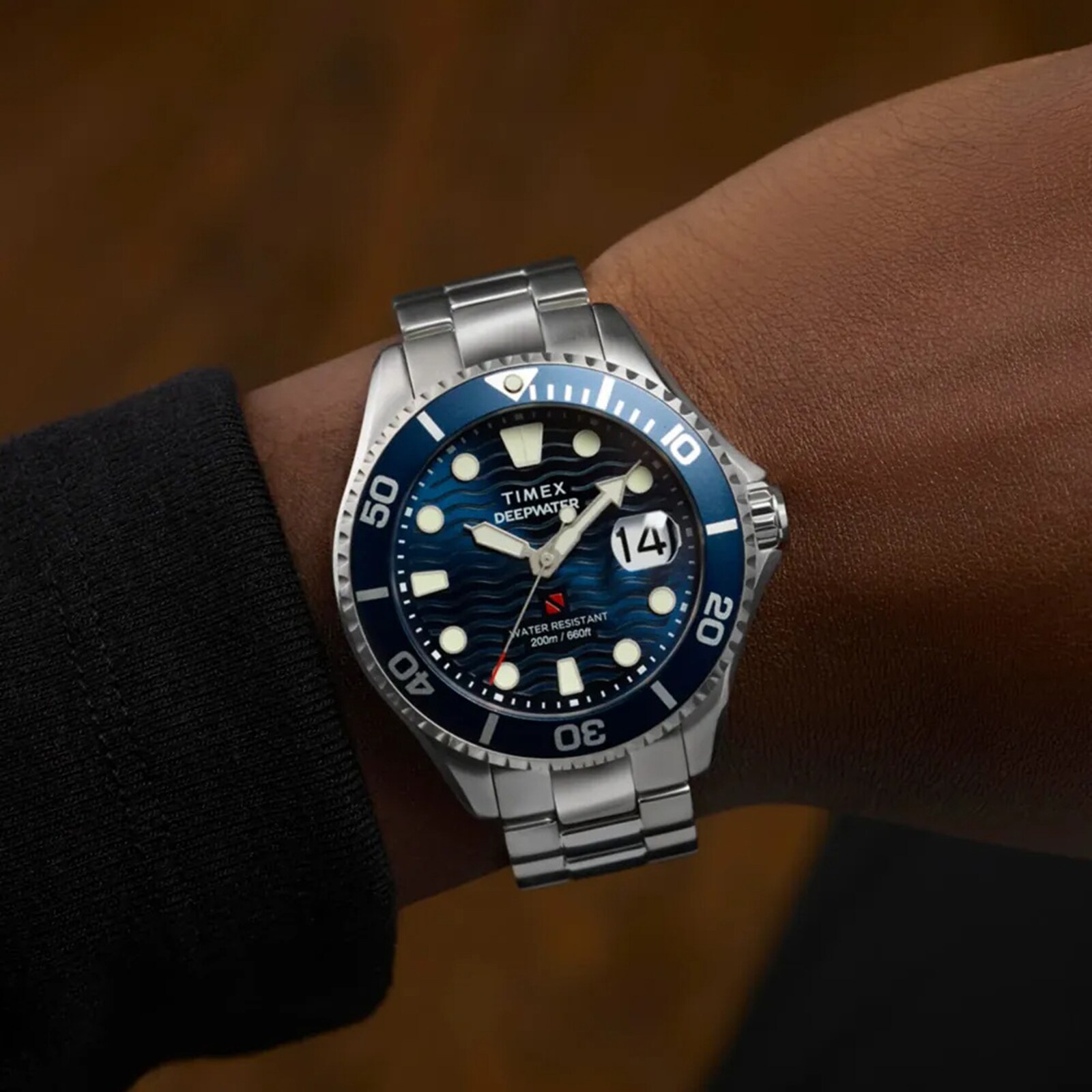 Timex Deepwater 200m 44mm Mens Watch Blue