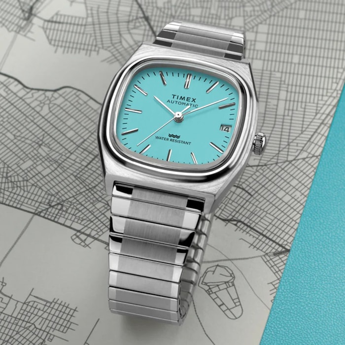 Timex Automatic 1983 E Line 34mm Mens Watch Blue