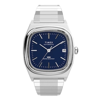 Timex E Line Automatic 1983 34mm Mens Watch Blue