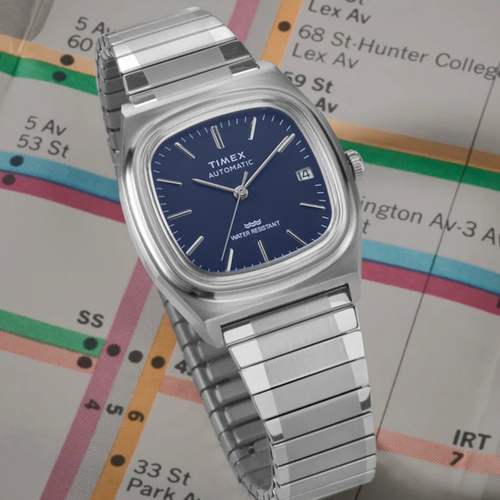Timex E Line Automatic 1983 34mm Mens Watch Blue TW2Y07400VQ | Mayors