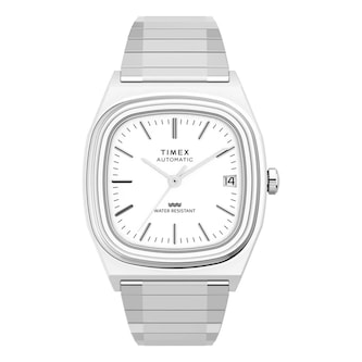 Timex Automatic 1983 E Line Reissue 34mm Mens Watch Silver
